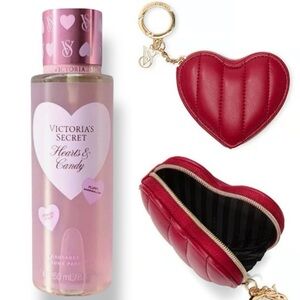 Victoria’s Secret Hearts & Candy Heart Pouch Keychain Red
